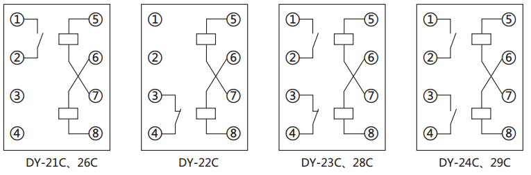 DY-22D電壓繼電器內部接線圖