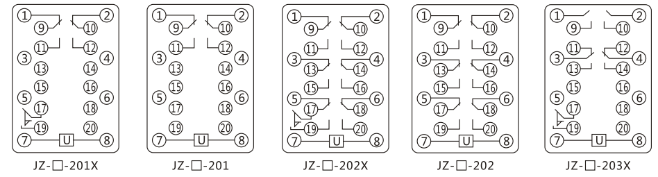 JZY（J)-34靜態中間繼電器內部接線圖及外引接線圖