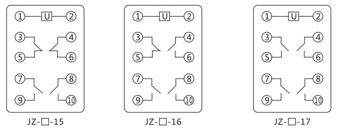 JZY（J)-34靜態中間繼電器內部接線圖及外引接線圖