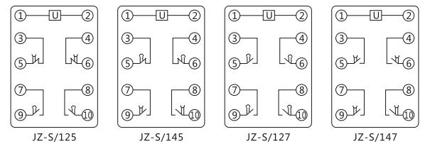 JZ-S/344靜態可調延時中間繼電器內部接線圖及外引接線圖